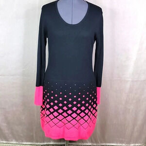 CHARLIE PAIGE Pink and Black Geometric‎ Sweater Dress Size SP
